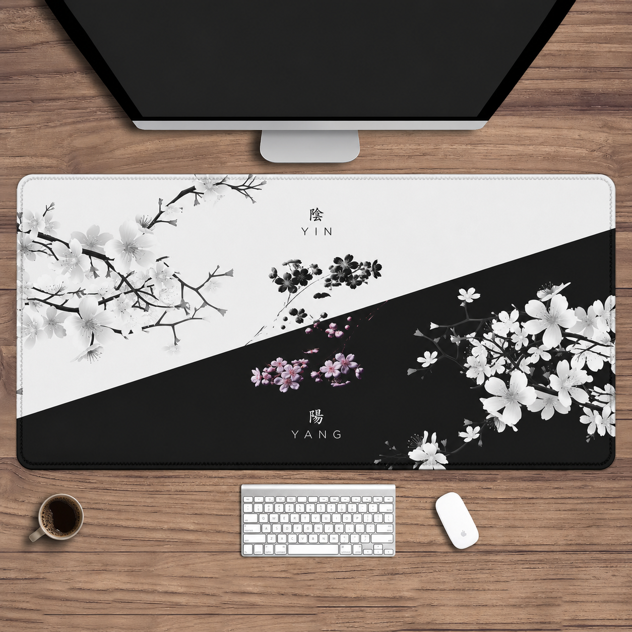 Life and Death Black and White Desk Mat