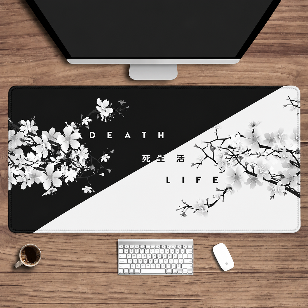 Life and Death Black and White Desk Mat