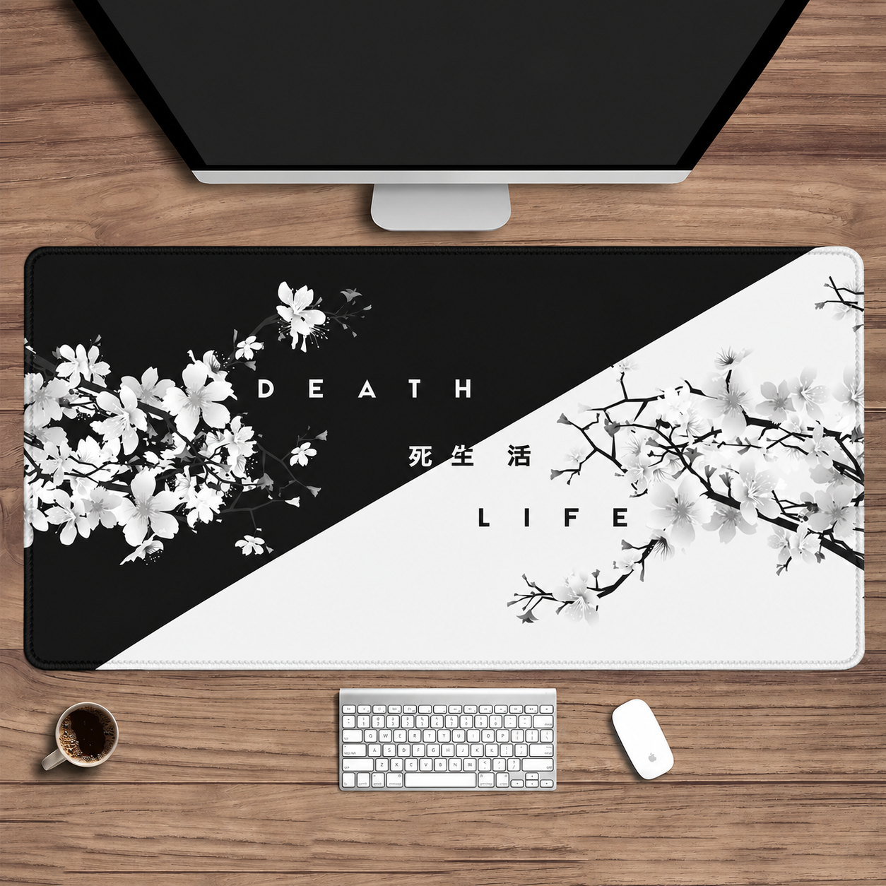 Life and Death Black and White Desk Mat