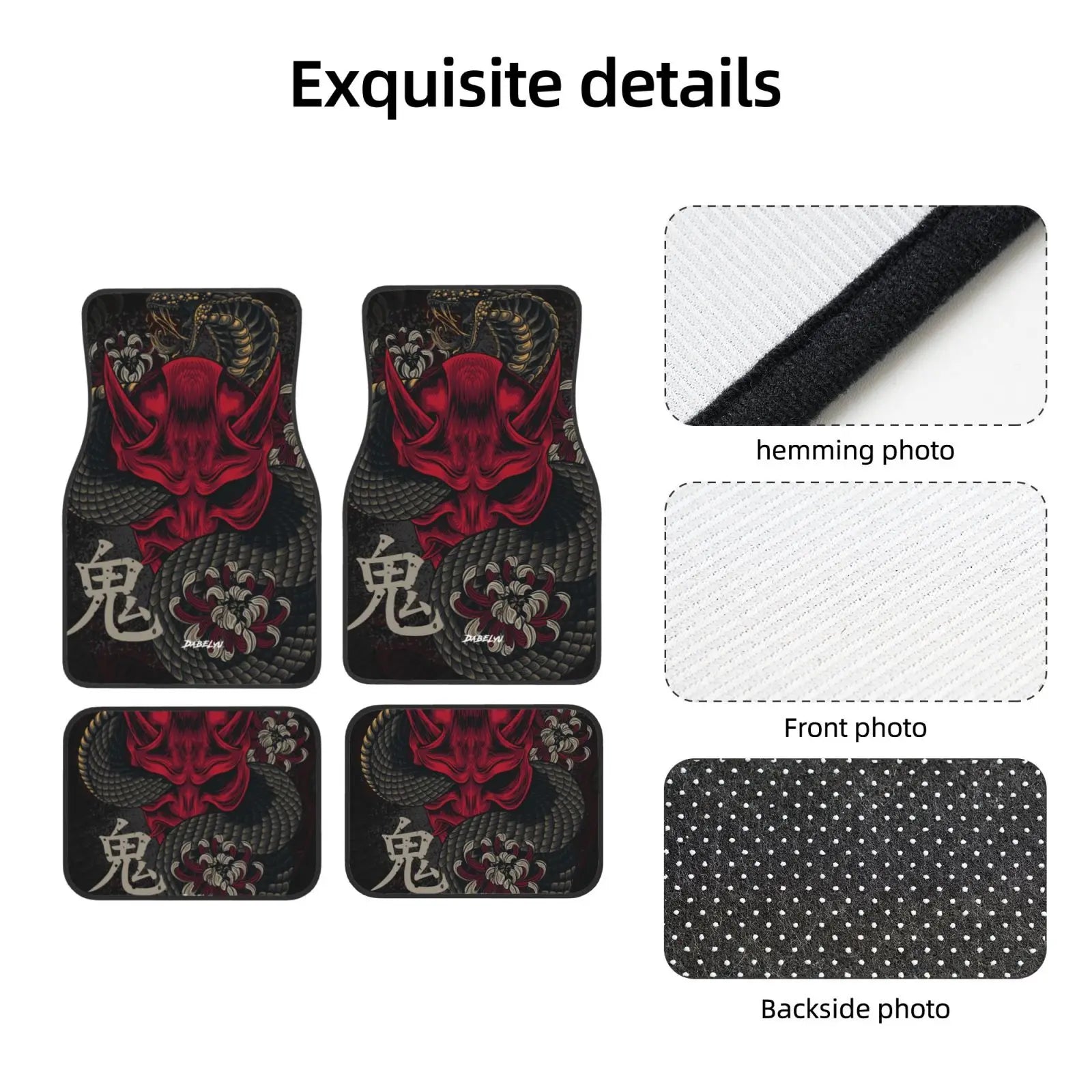 JAPANESE ART ONI MASK Snake Car Floor Mat