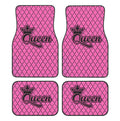 4pcs Pink Queen Crown Pattern Car Floor Mats