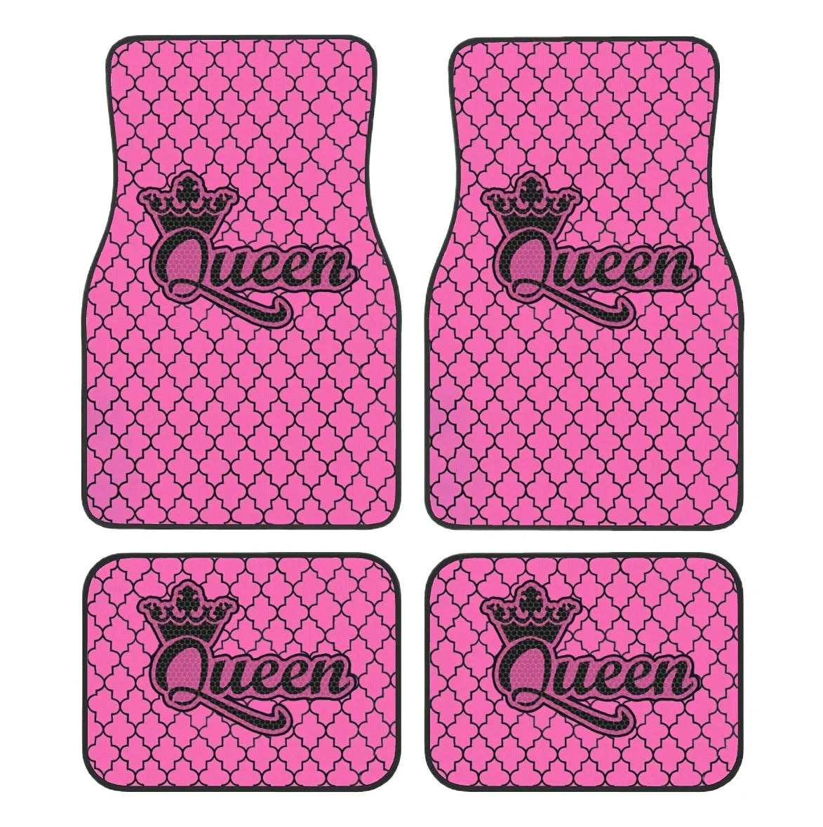 4pcs Pink Queen Crown Pattern Car Floor Mats