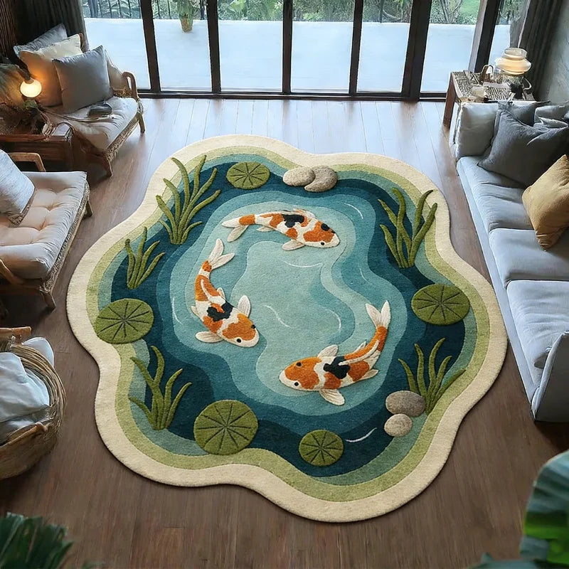 Fluffy Koi Fish Pattern Living room Rug
