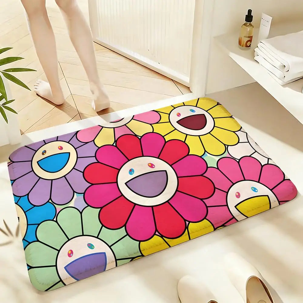 Soft Absorbent Non-Slip Rug Artist Takashi Murakami Floor Mat Home Decor Doormat Bedroom Floor Mat Shower Carpet - product image 3