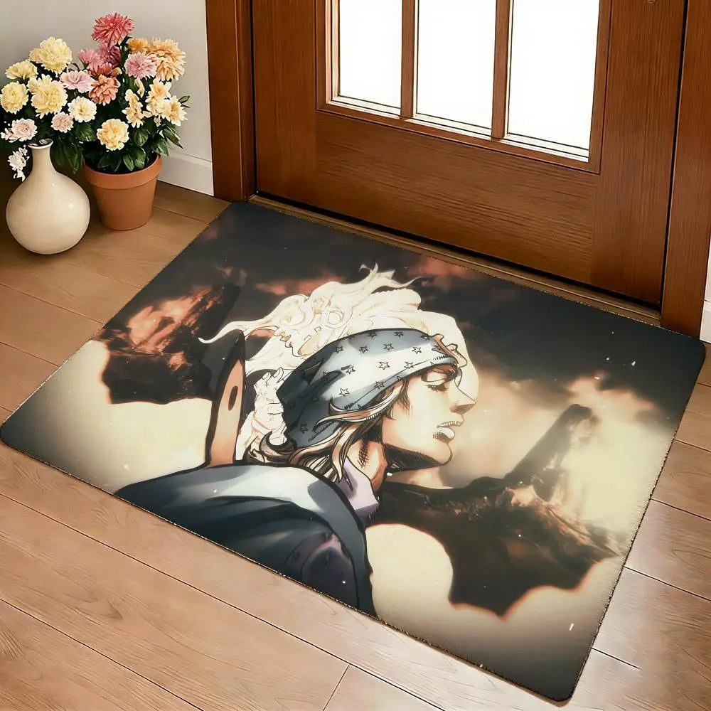 Anime A-J-J-JoJo B-Bizarre A-Adventure Floor Mat Cozy Flannel Soft Thick Non-Slip Mat for Living Room Bedroom Kitchen Decor Rugs