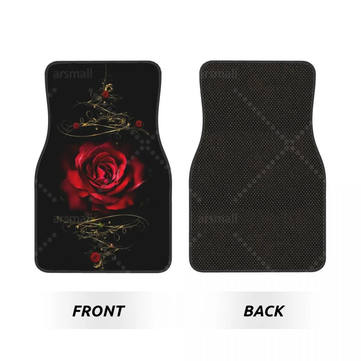 Rose Printed Car Floor Mats Set of 4 Pieces