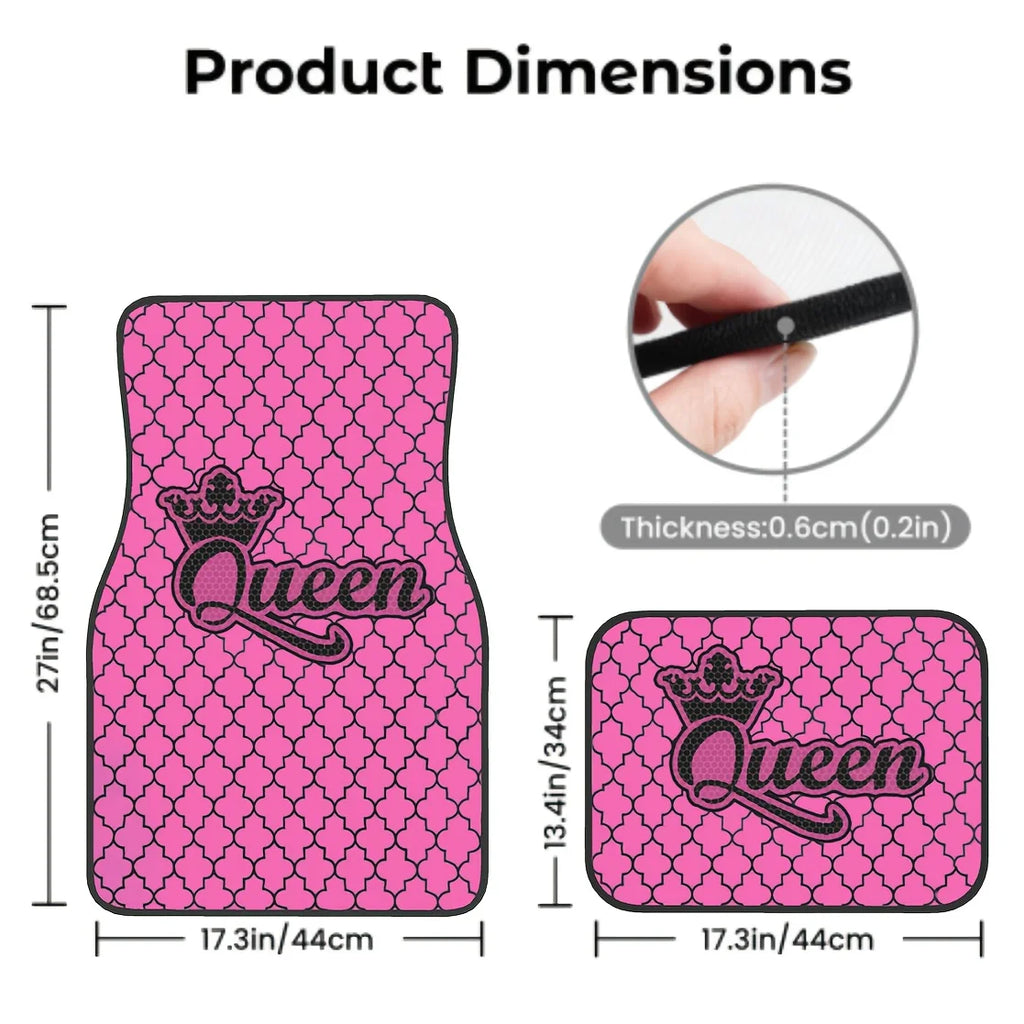 4pcs Pink Queen Crown Pattern Car Floor Mats