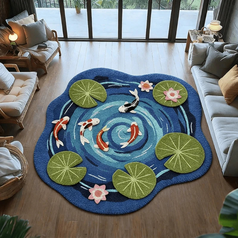 Fluffy Koi Fish Pattern Living room Rug
