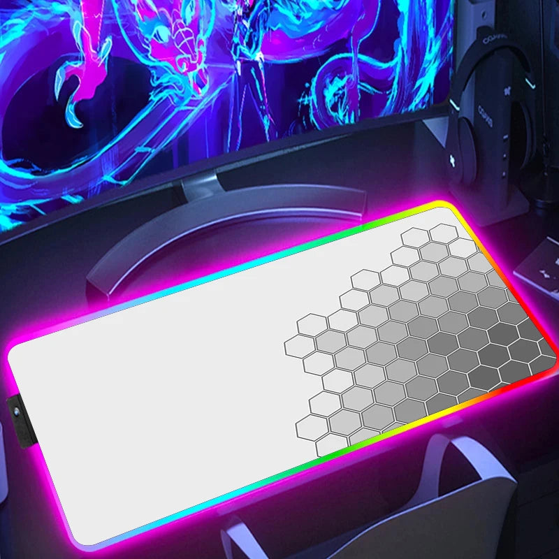 RGB Hexagon Gaming Mouse Pad Rug Desk Mat