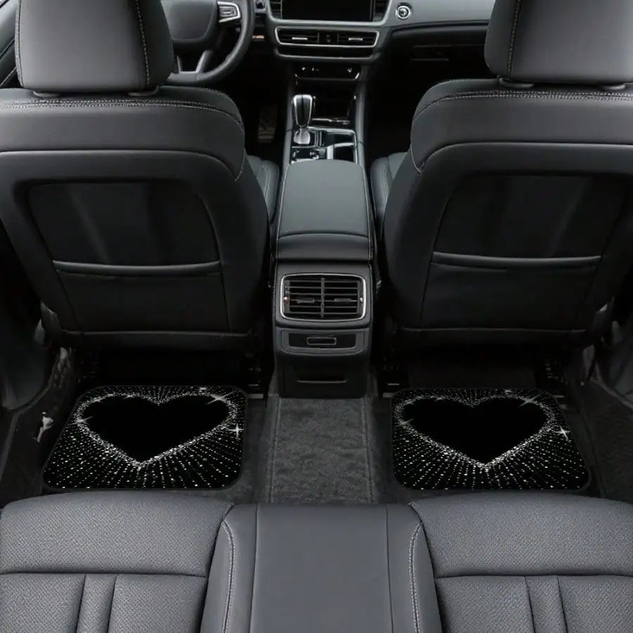 4pcs Car Floor Mats Black Heart