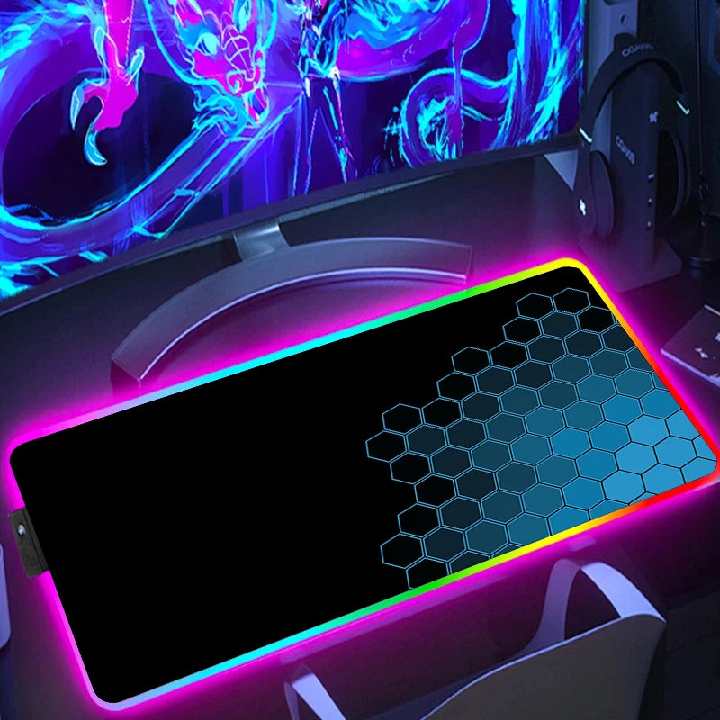RGB Hexagon Gaming Mouse Pad Rug Desk Mat