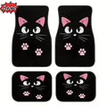 Cartoon Cat Black Floor Mat