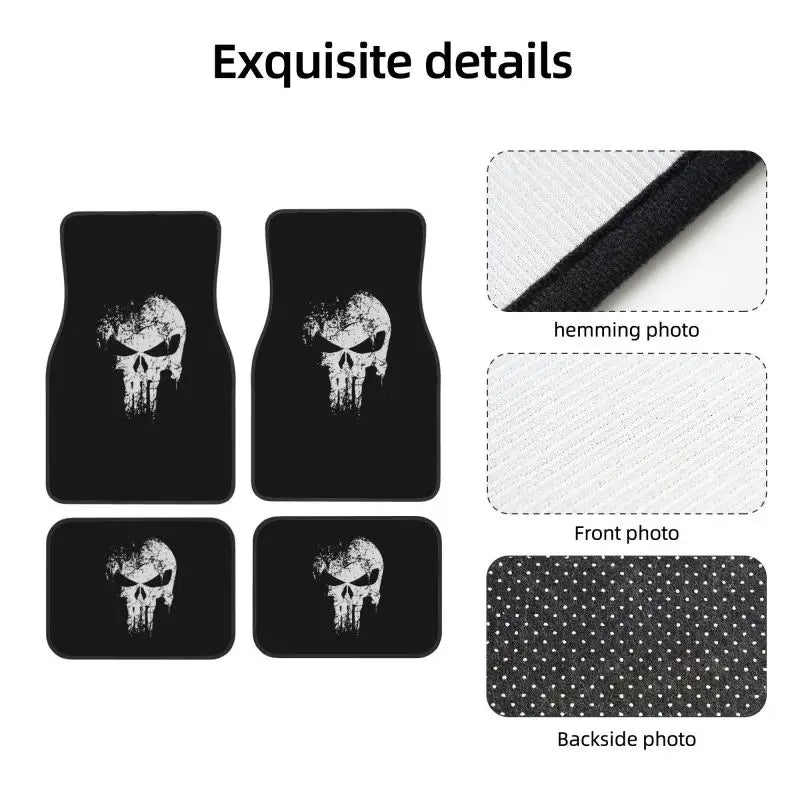 Skeleton Skull Car Floor Mats Set of 4 Pieces