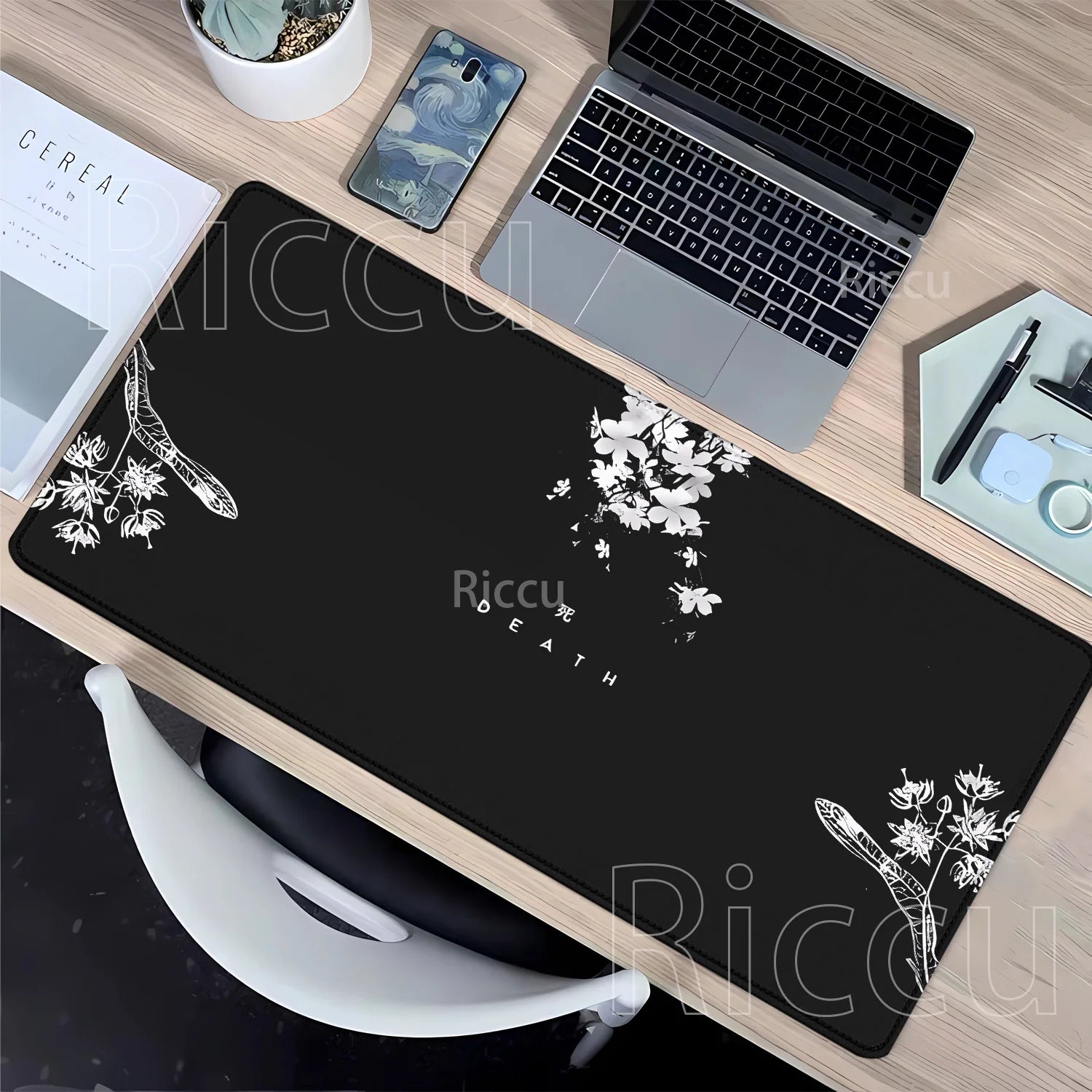 Life and Death Black and White Desk Mat