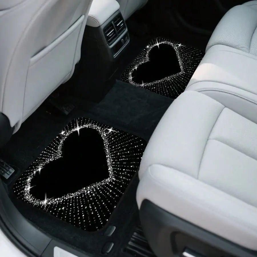 4pcs Car Floor Mats Black Heart