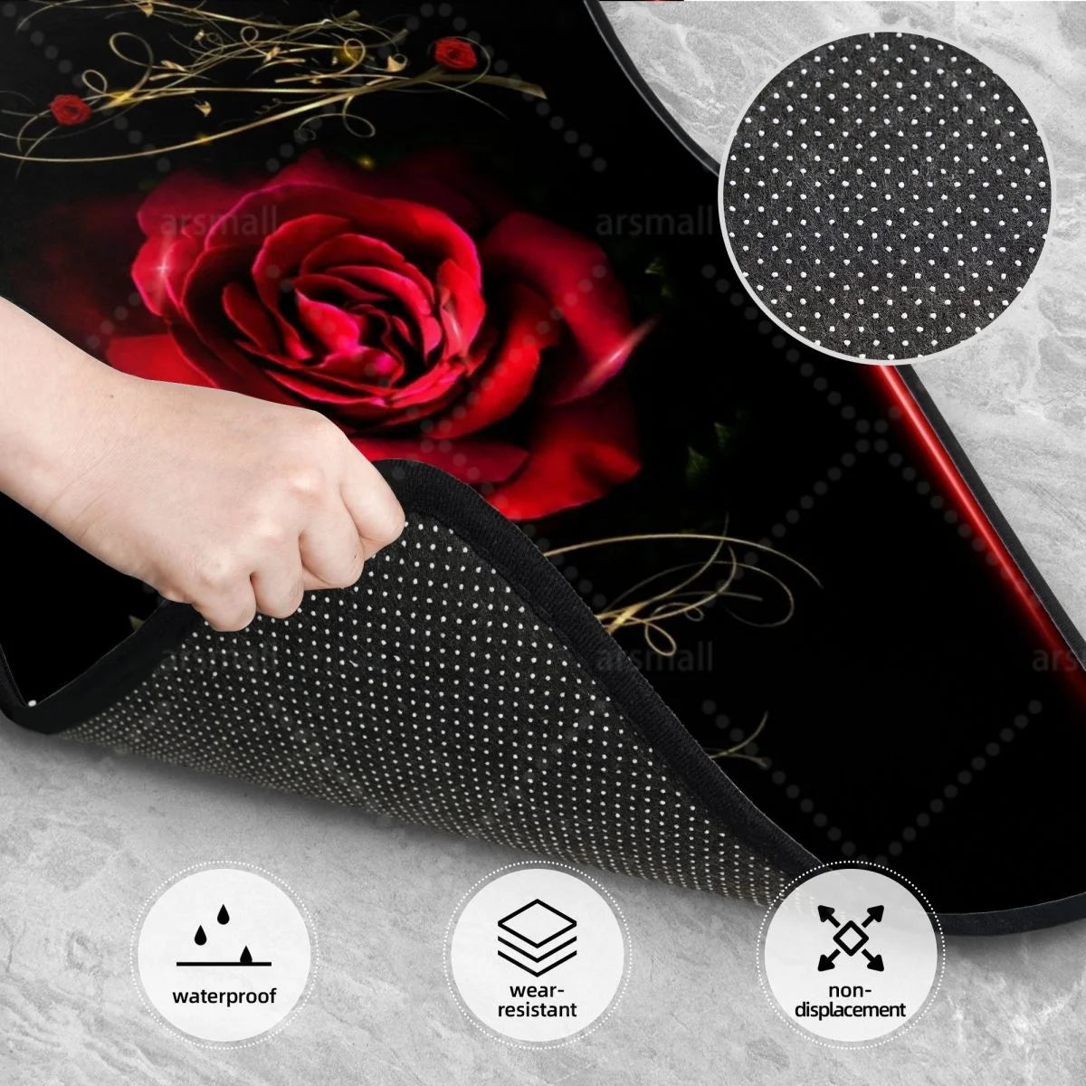 Rose Printed Car Floor Mats Set of 4 Pieces