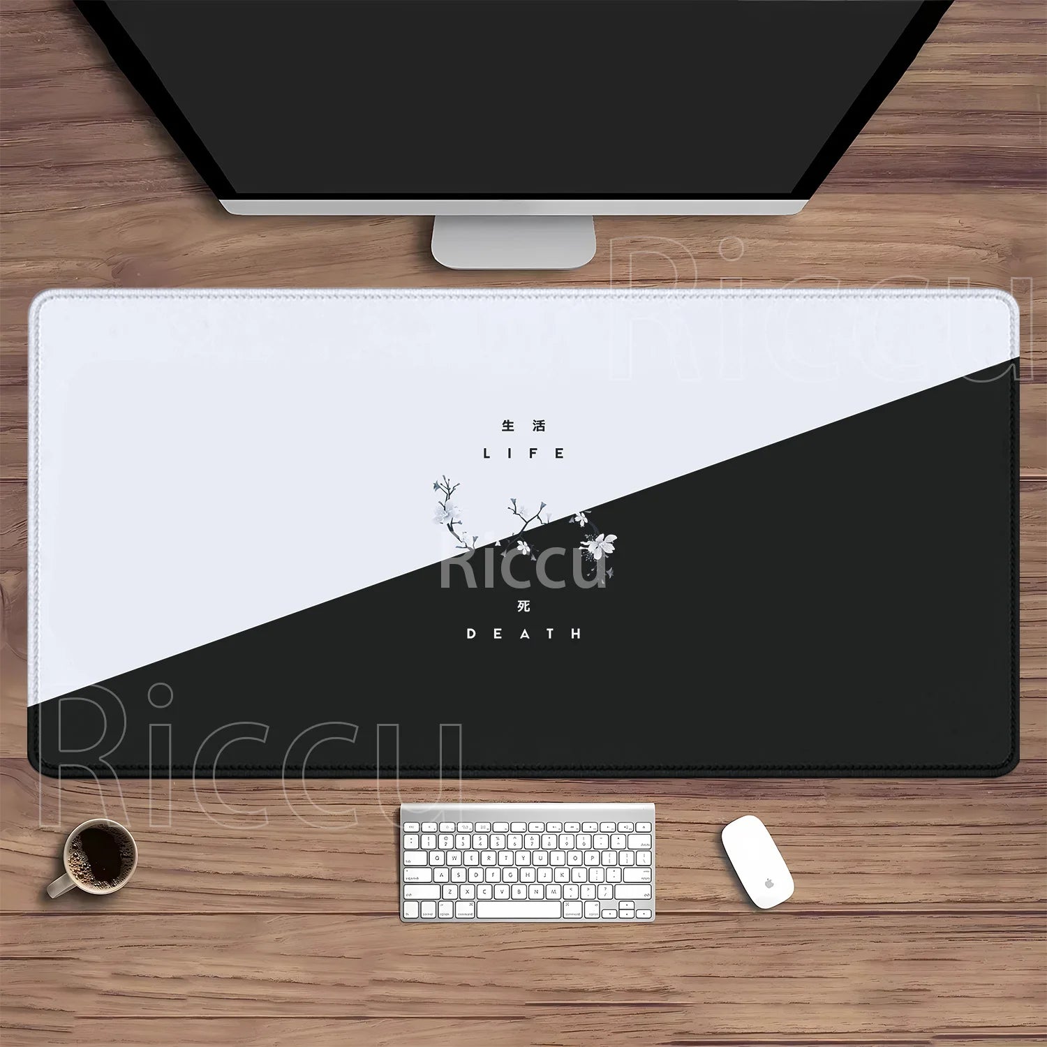 Life and Death Black and White Desk Mat