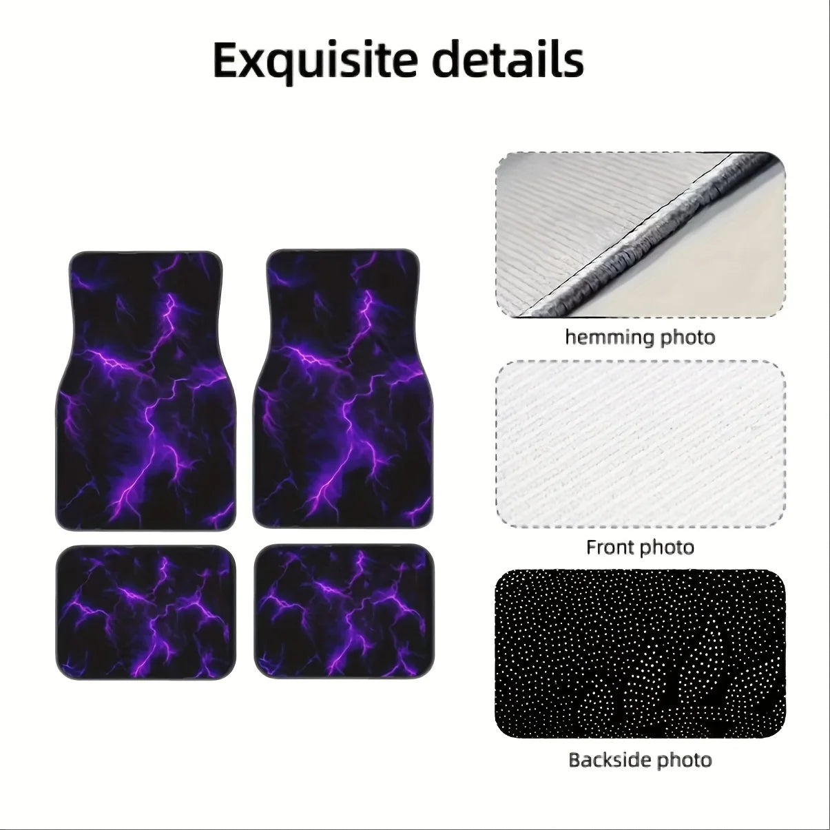 Purple Lightning Pattern Car Mats