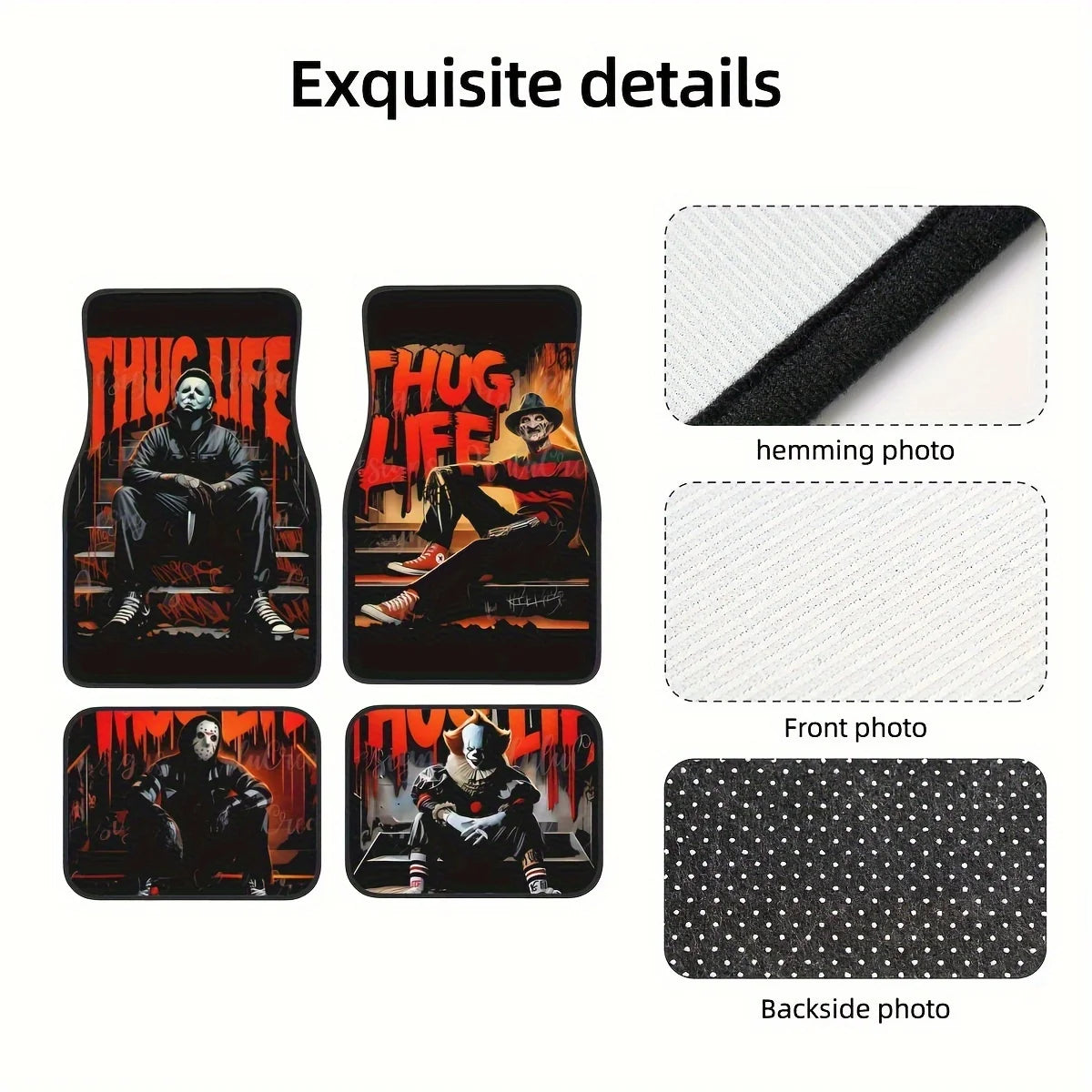 Set of 4 Universal Thug Life Design Floor Mats