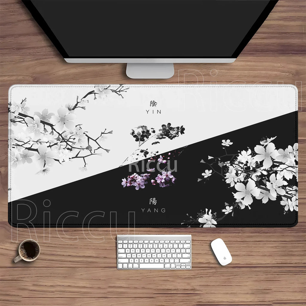 Life and Death Black and White Desk Mat