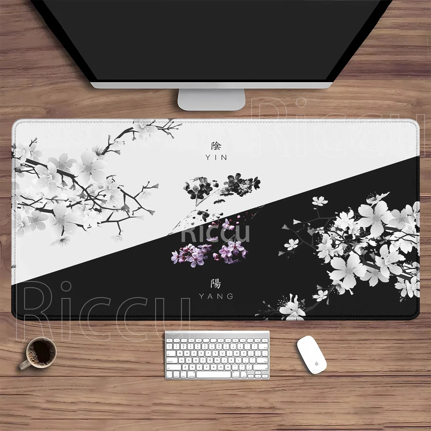 Life and Death Black and White Desk Mat