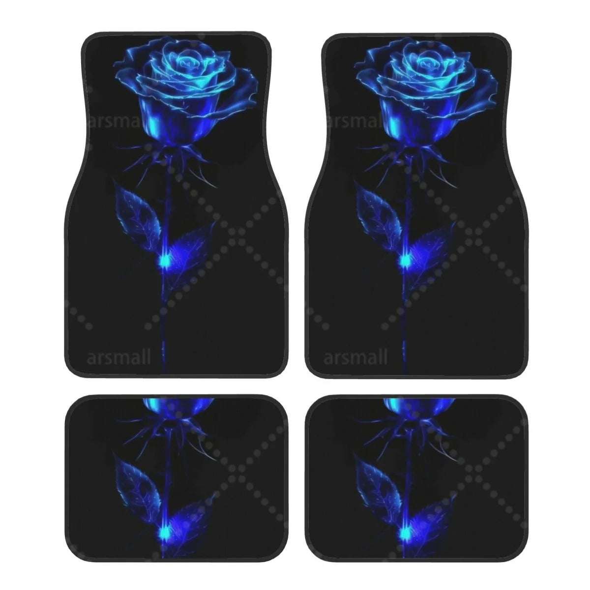 Rose Printed Car Floor Mats Set of 4 Pieces