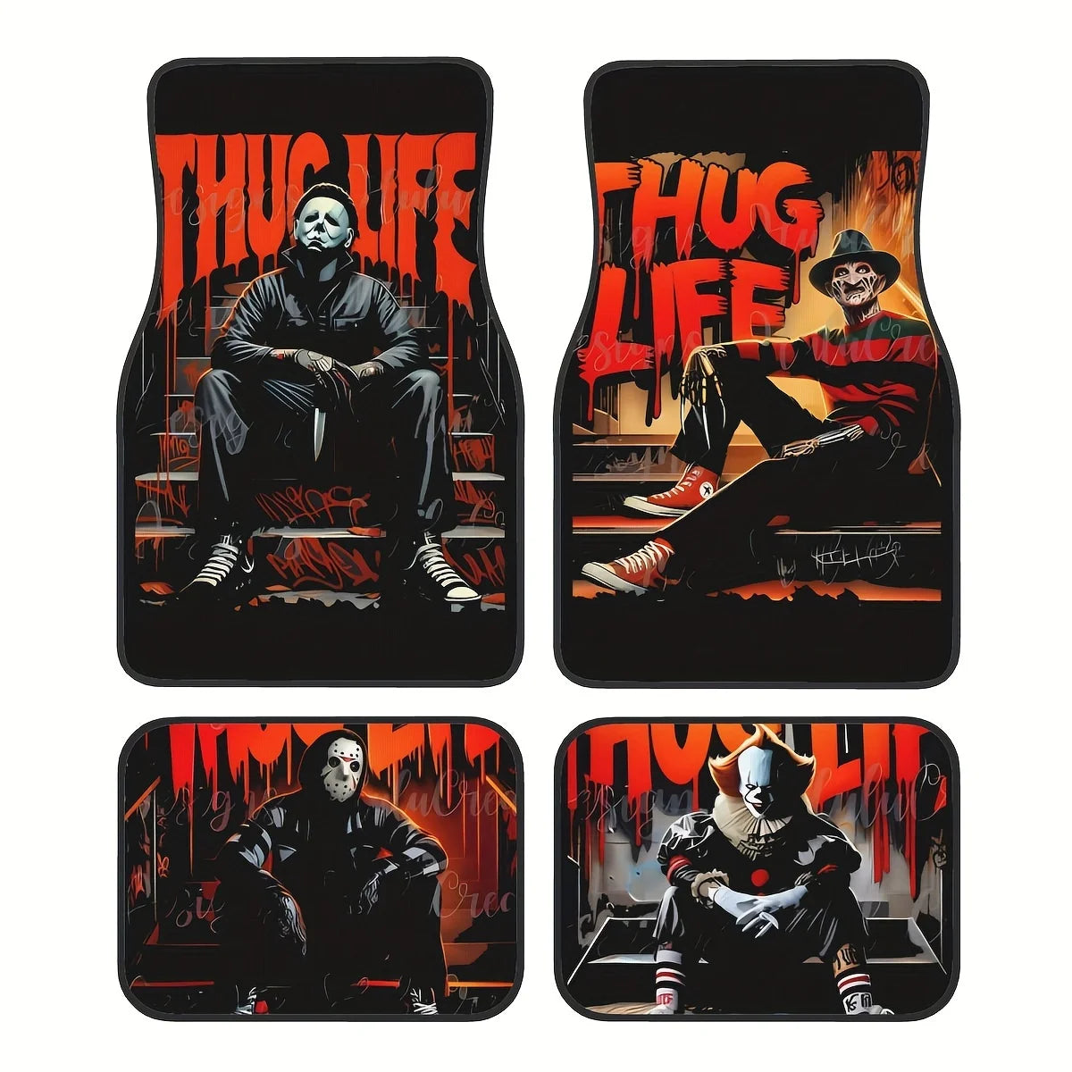 Set of 4 Universal Thug Life Design Floor Mats