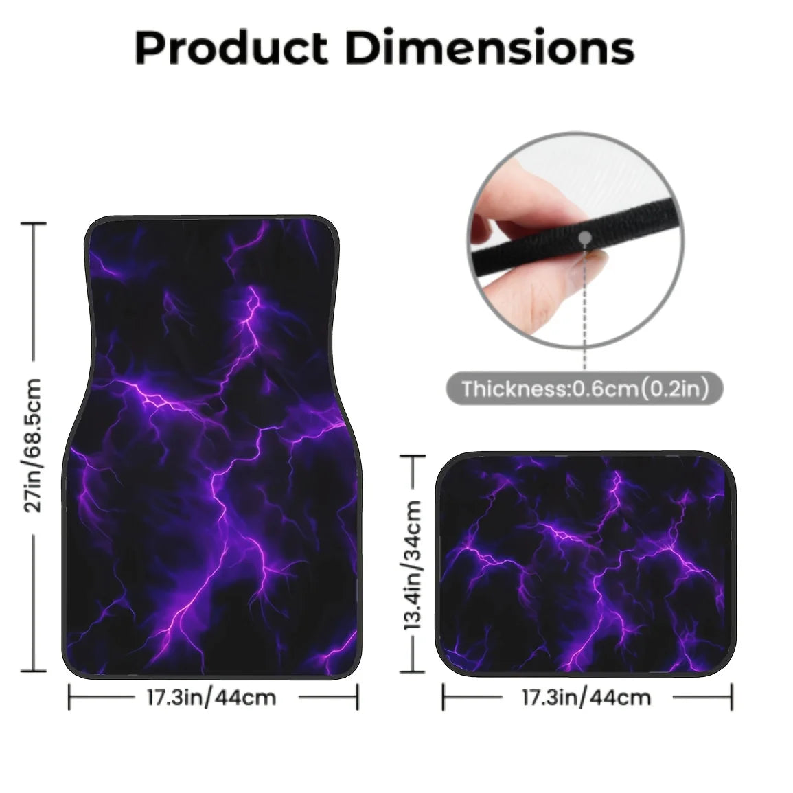 Purple Lightning Pattern Car Mats