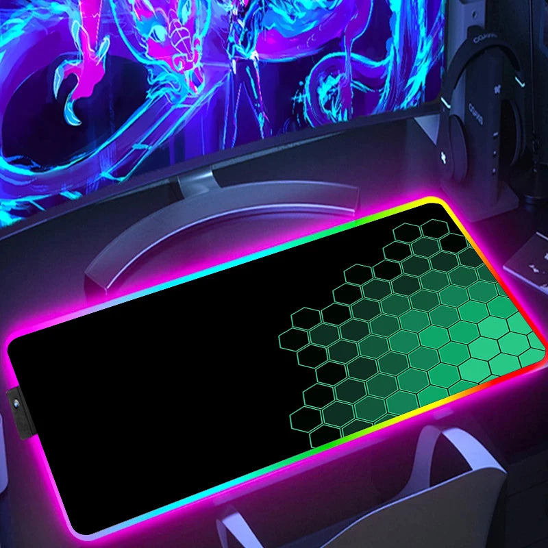 RGB Hexagon Gaming Mouse Pad Rug Desk Mat