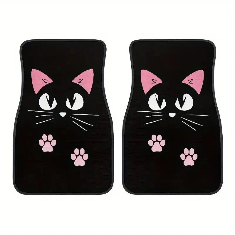 Cartoon Cat Black Floor Mat