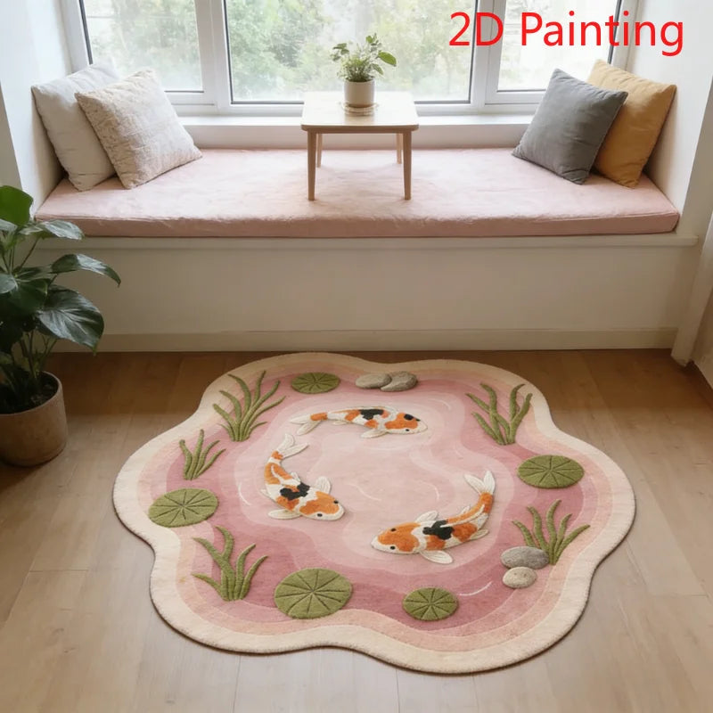 Fluffy Koi Fish Pattern Living room Rug