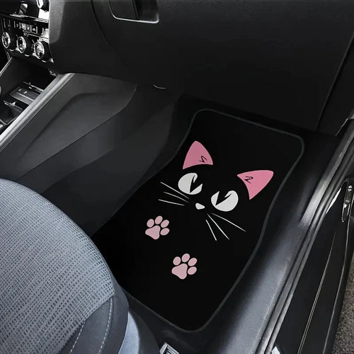 Cartoon Cat Black Floor Mat - secondary product image