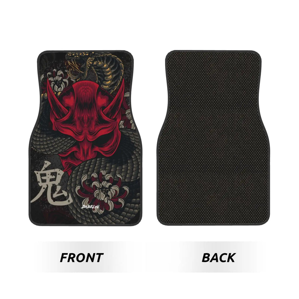 JAPANESE ART ONI MASK Snake Car Floor Mat