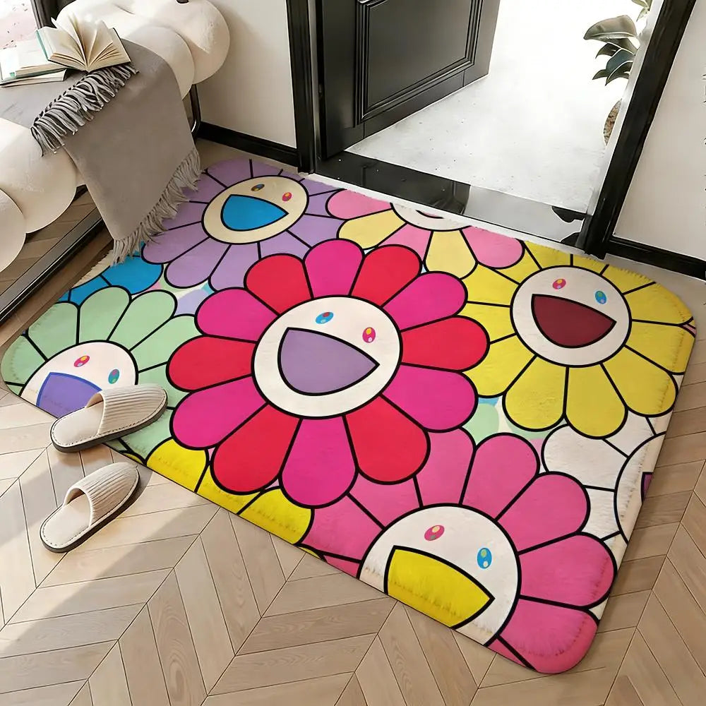Soft Absorbent Non-Slip Rug Artist Takashi Murakami Floor Mat Home Decor Doormat Bedroom Floor Mat Shower Carpet - product image 2