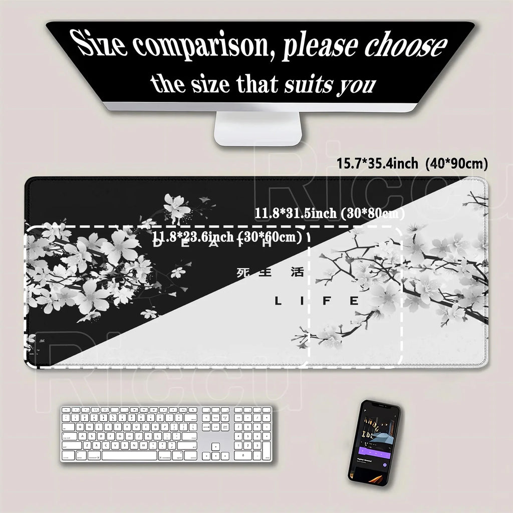 Life and Death Black and White Desk Mat