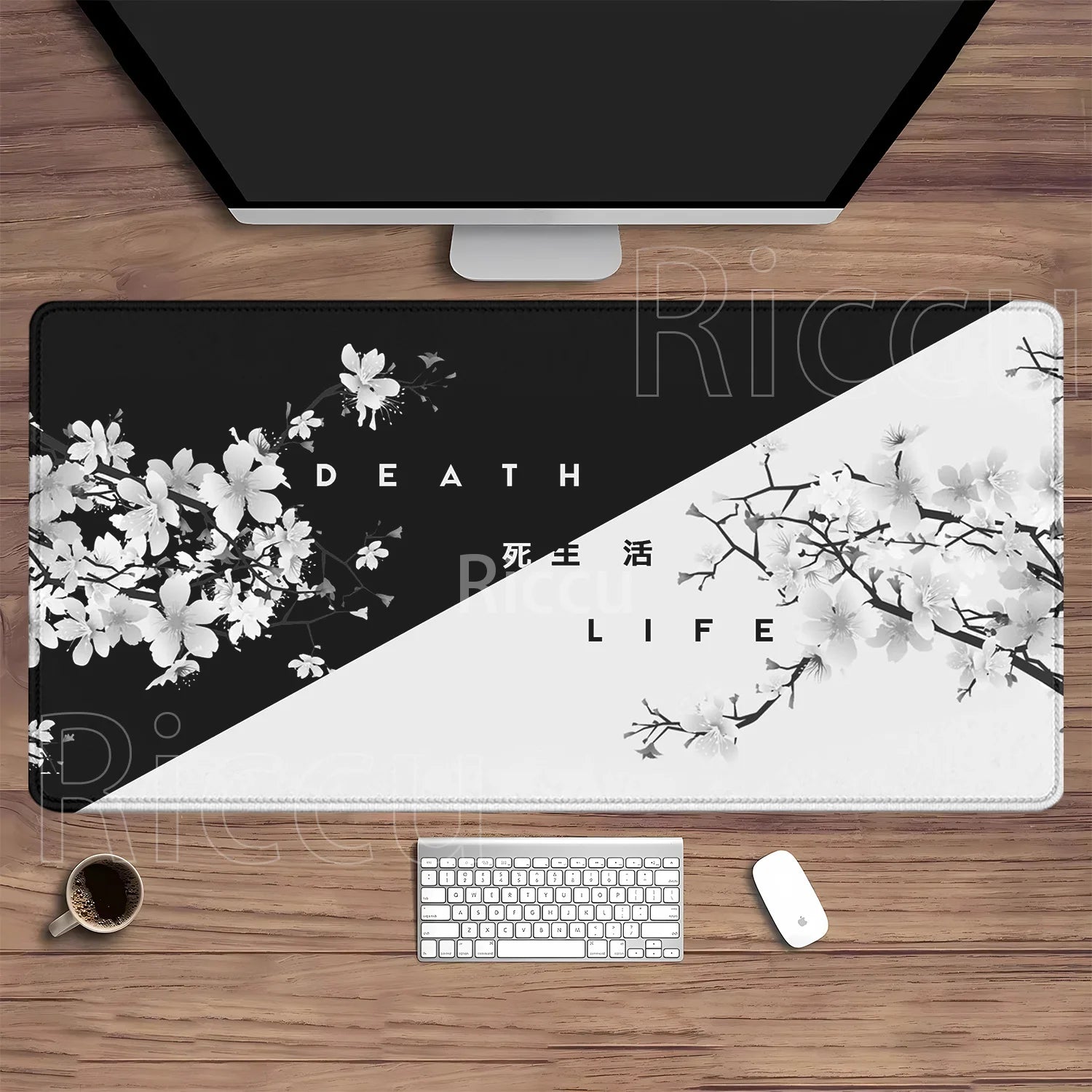 Life and Death Black and White Desk Mat