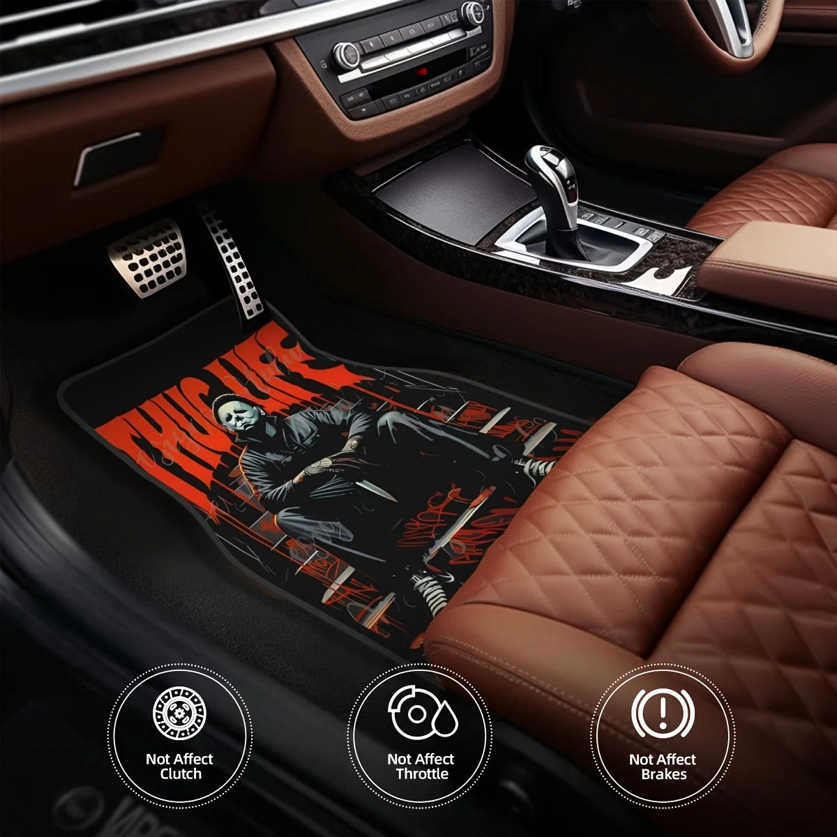 Set of 4 Universal Thug Life Design Floor Mats