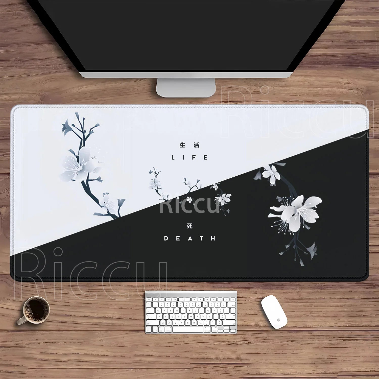 Life and Death Black and White Desk Mat