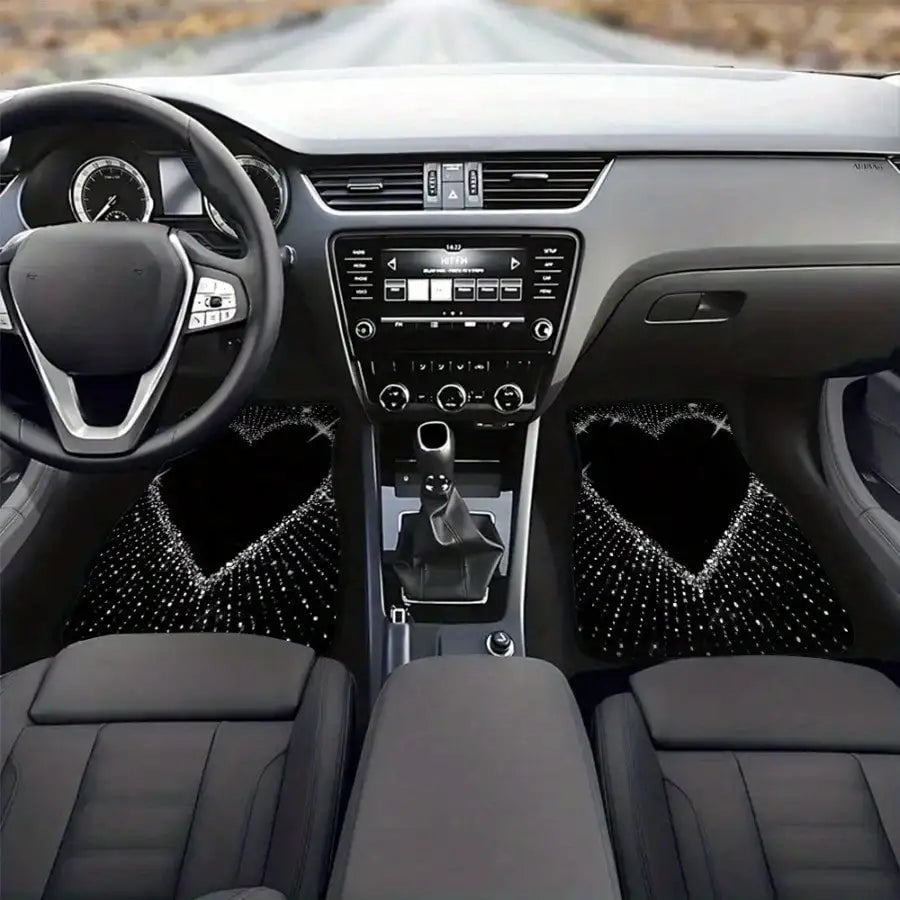 4pcs Car Floor Mats Black Heart