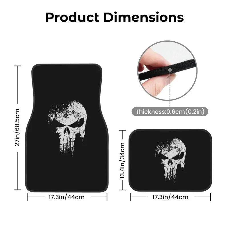 Skeleton Skull Car Floor Mats Set of 4 Pieces