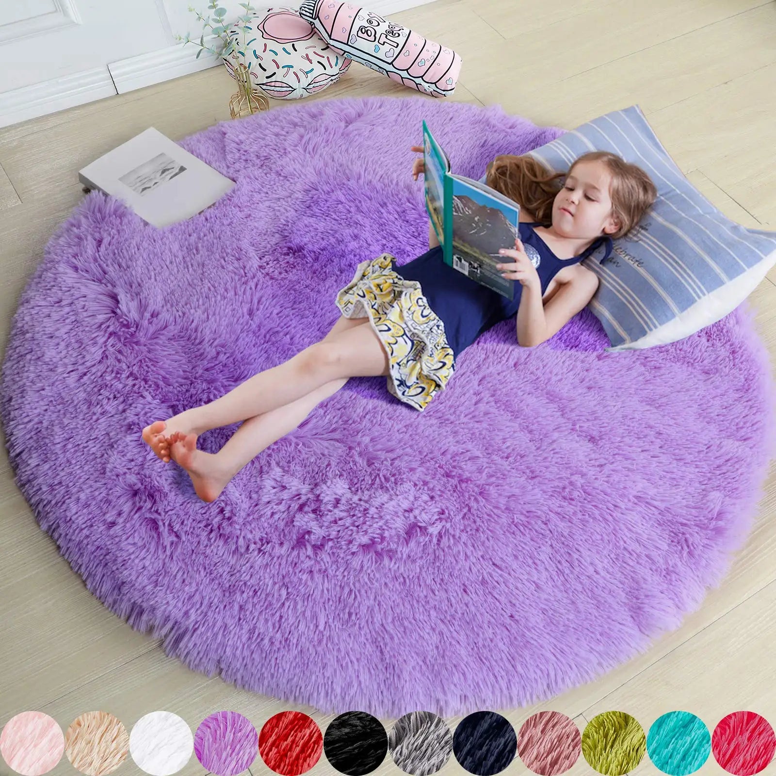 Rainbow Fluffy Round Floor Mat