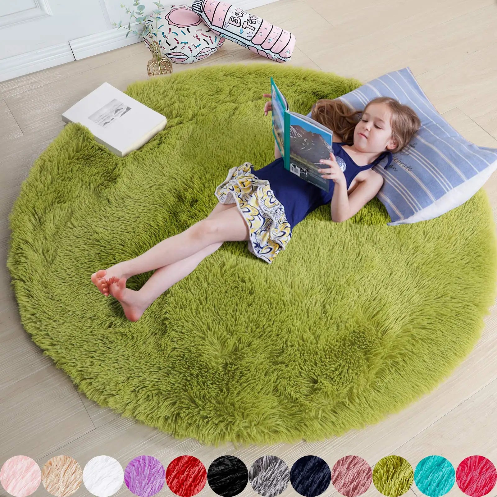 Rainbow Fluffy Round Floor Mat