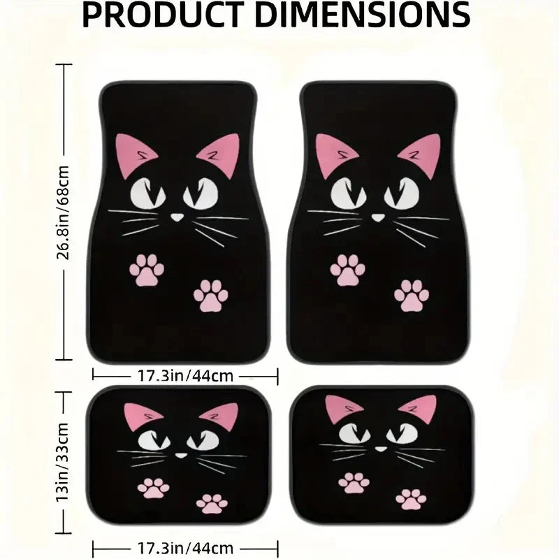 Cartoon Cat Black Floor Mat