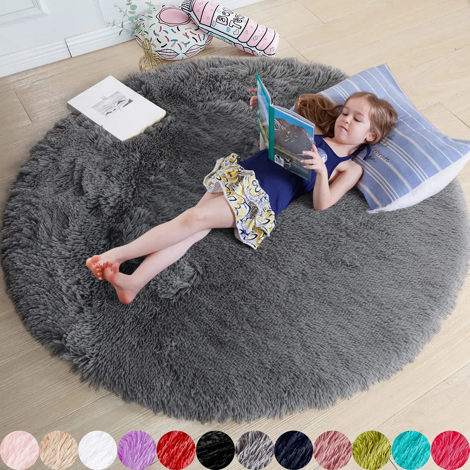 Rainbow Fluffy Round Floor Mat